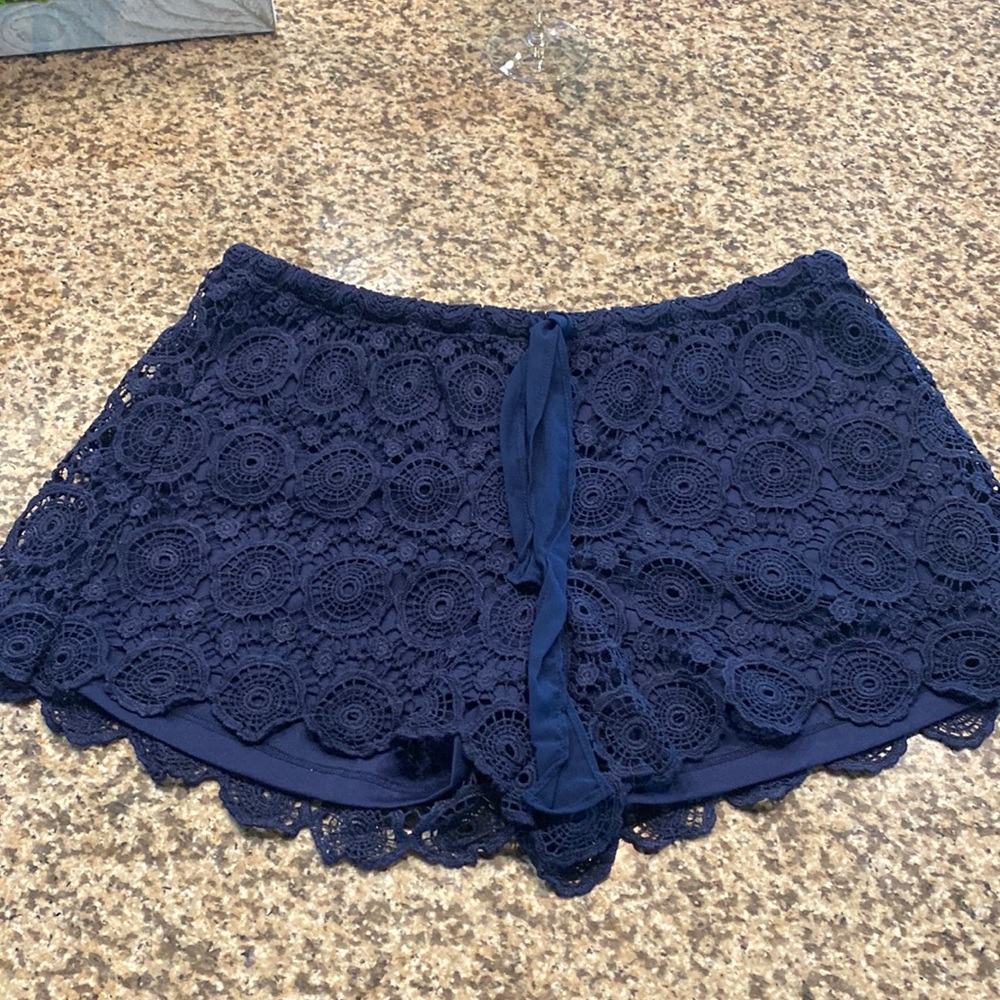 Navy blue lace shorts with liner